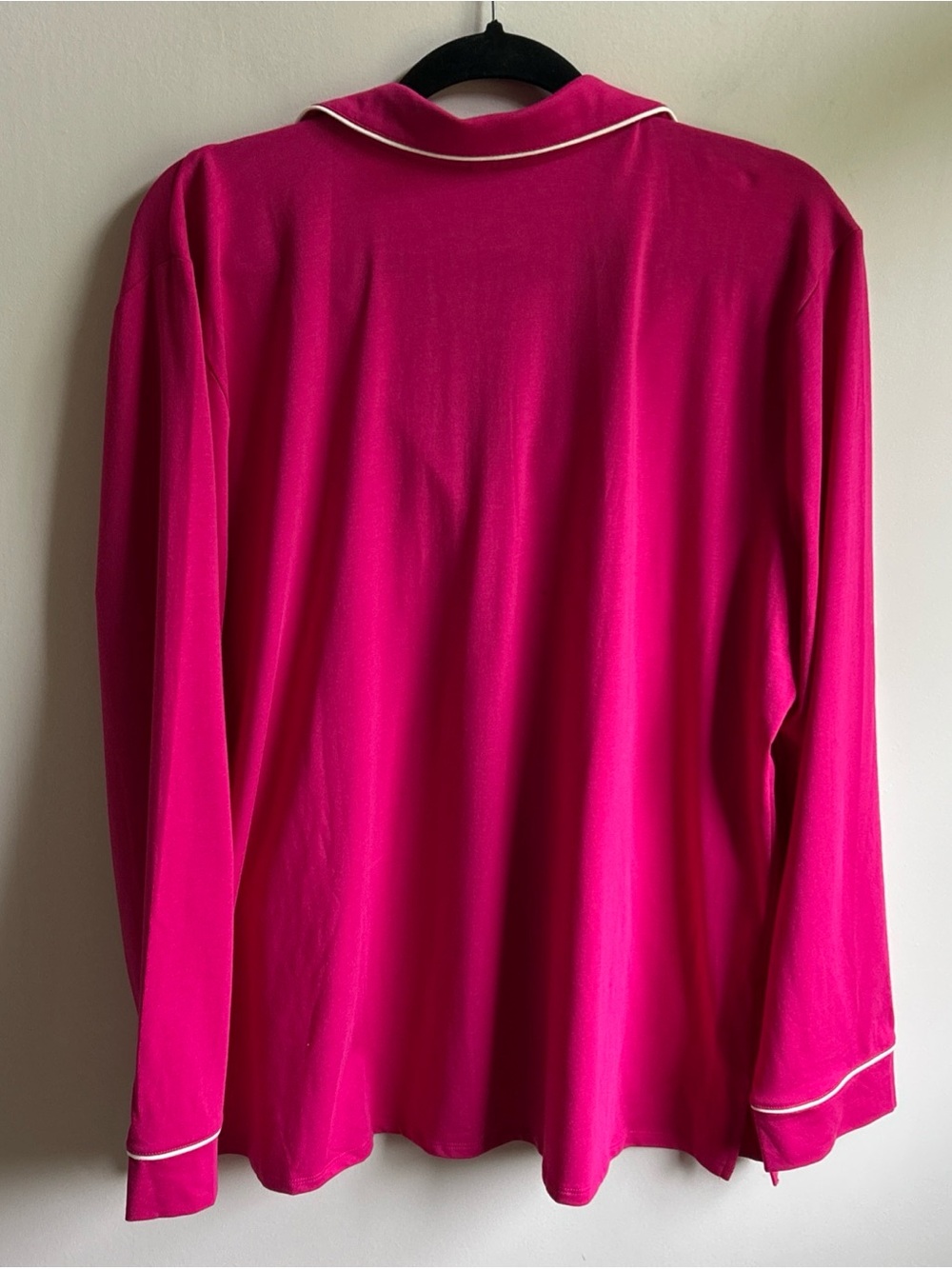 Soma Hot Pink Long-Sleeve Pajama Top with White Piping - Picture 6 of 10